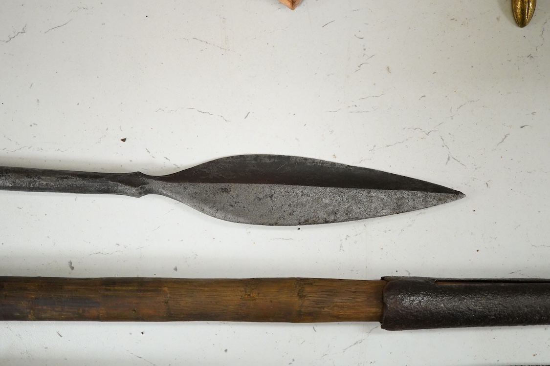 Three Zulu spears and a similar spear head (4) longest 175cm